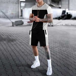 Tracksuits voor heren Nieuwe Summer Heren Tracksuits Oversized T-Shirts Sets Beach Style 3D Print 2-Piece Suit Trend Shorts T-shirt Casual Vintage Outfit W0329