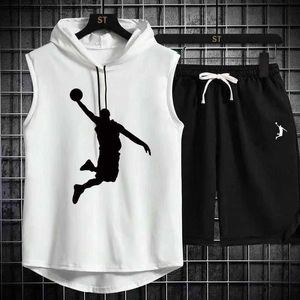 Trainingspakken voor heren Nieuwe zomer Heren Spier Hoodie Tank Top Mouwloos Fitness Sportshirt Hoge kwaliteit Tank Top Hip Hop Sportshirt Q240228