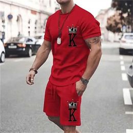 Tracksuits voor heren Nieuwe zomerheren Pak Casual Fashion Gedrukt T-shirt + Beach Shorts Pak Mens O-Neck T-shirt 2 stuks Pant kleding Type Stijl T240507