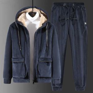 Survêtements pour hommes Date Chaud Survêtements Hiver Hommes Ensemble Velours Épais Deux Pièces Ensemble Hiver Polaire Hommes Survêtement Veste Pantalon Grande Taille XL G220928