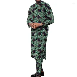 Tracksuits voor heren Nigeriaanse print Men Set Dashiki -shirts met broek mannelijke broekpakken traditionele stijl Afrikaans patroon trouwkleding