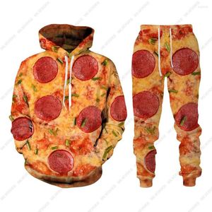 Trainingspakken voor heren Nieuwigheid Pizza Voedsel 3D-print Trainingspak Set Casual Hoodie Broek 2-delige sets Trend Oversized Pullover Street chic Herenkleding