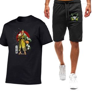 Costumes pour hommes One Piece 2022 Roronoa Zoro Summer Survêtement Casual T-shirt à manches courtes Tops Shorts 2 pièces Costumes Vêtements