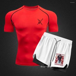 Tracksuits voor heren Outdoor Fitness Sports Pak Summer Running en Cycling T-Shirt Shorts Strak Quick Drying Compression Training S-3XL