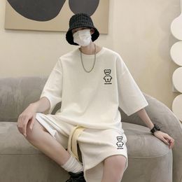 Survêtements pour hommes surdimensionnés 2 pièces/ensemble jeunes hommes respirants T-shirt Shorts ensemble Homewear Style coréen vêtements masculins