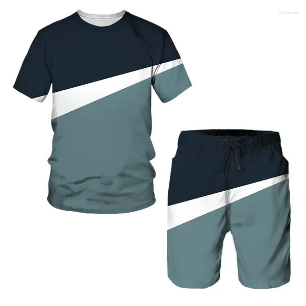 Surdimensionné O Cou Hommes T-shirt Shorts Ensemble De Mode 2 Pièce Costume De Sport Impression 3D Casual Sports À Séchage Rapide Survêtement Vêtements