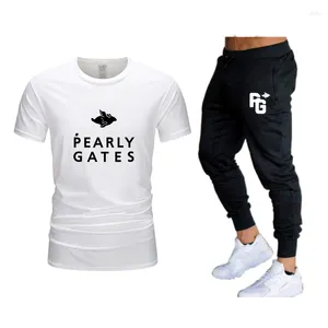 Survêtements pour hommes Pearl Gates 2023 Été Deux pièces Ensemble T-shirt décontracté et shorts Ensembles Costume de sport Mode Survêtement à manches courtes