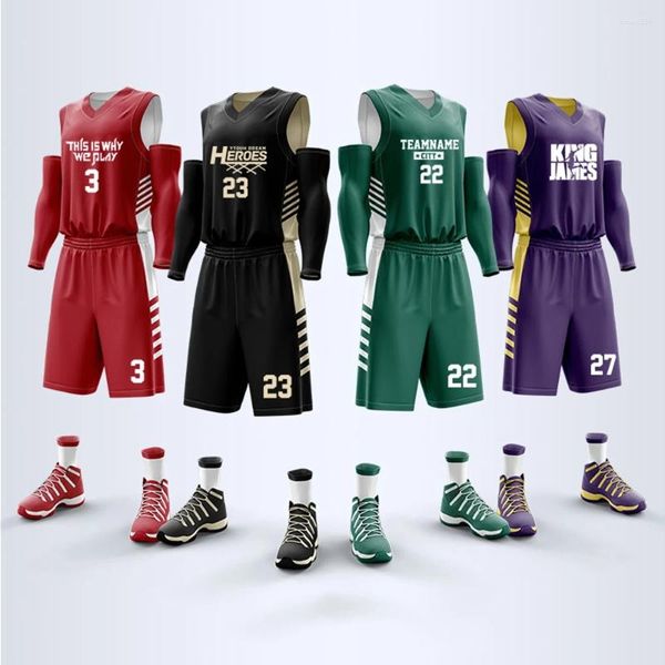 Chándales para hombres Personalización personalizada Hombres Uniforme de baloncesto Club Equipo Jersey Conjunto de secado rápido Camisa para niños Camiseta deportiva sin mangas