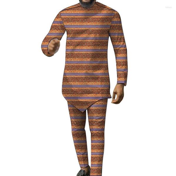 Survêtements pour hommes conception personnalisée costume de marié mâle mode africaine manches longues ensembles de pantalons tenues de fête de mariage