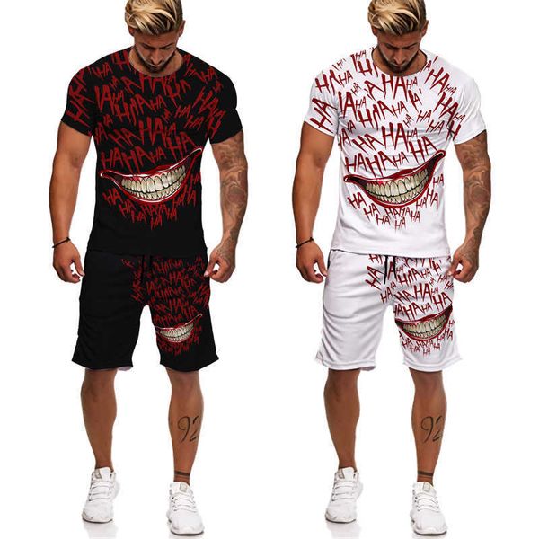 Survêtements pour hommes T-shirt/short/ensemble imprimé Joker 3D personnalisé film d'horreur Halloween jeu de rôle hip-hop rue ensemble de vêtements pour hommes P230605