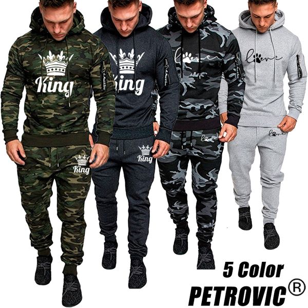 Survêtements pour hommes PETROVIC Survêtement Militaire Polaire À Capuche Ensembles Printemps Automne Imprimer Camouflage Vêtements Tactique En Plein Air Formation Uniforme 230131