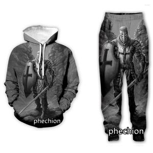 Tracksuits voor heren Phechion Men/Women Knight Tempeliers 3D Gedrukte kleding Lange mouw mode sweatshirt hoodies Men Sportbroek P31