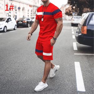 Survêtements pour hommes Pièce Ensemble Été Hommes Shorts À Manches Courtes Mode Tendance Couleur Correspondant Décontracté Lâche Col Rond Costume Outfit EnsemblesHommes