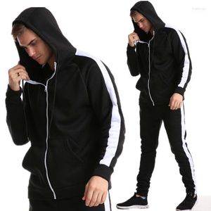 Chándales para hombres Conjuntos de piezas Chándal Hombres Patchwork Sudadera con capucha Pantalones Sudadera con capucha Ropa deportiva Traje deportivo Trajes deportivos casuales