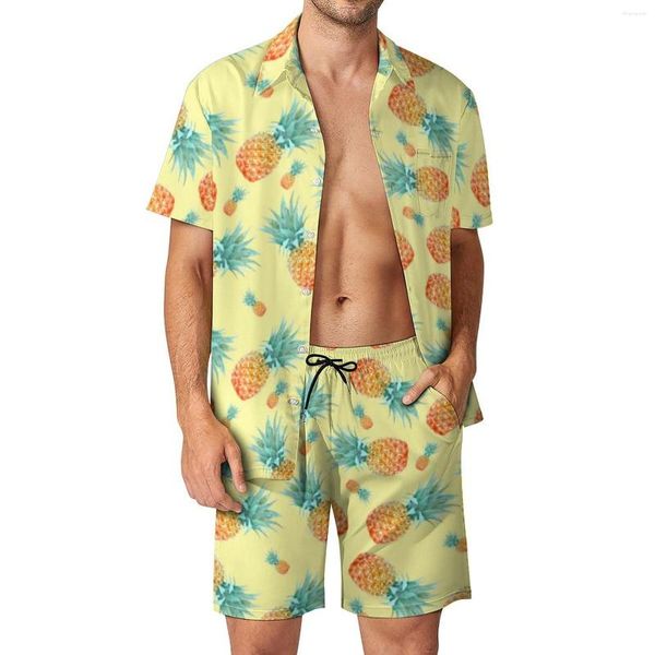 Survêtements pour hommes motif ananas plage hommes ensembles fruits tropicaux chemise décontractée ensemble été Shorts personnalisés deux pièces costume tendance grande taille