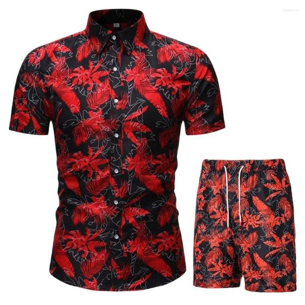 Socistas de canciones para hombres Tamaño grande 4xl 5xl bohemian estampado de flores dos piezas trajes de hombres sexy ropa 2023 mascota de verano de un solo pecho