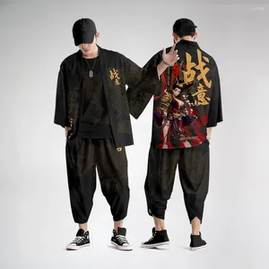 Costumes pour hommes Plus Taille Kimono Cardigan Costume Lâche Chinois Japonais Samouraï Harajuku Femmes Hommes Cosplay Yukata Tops Pantalon Ensemble 3XL 4XL 5XL