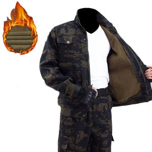 Tracksuits voor heren plus fluwelen overalls vallen en winterversliste warme camouflage tooling suit auto reparatie arbeidsverzekeringsservice 230206