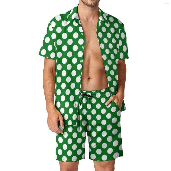 Survêtements pour hommes Polka Dot Patty's Day Print Hommes Ensembles St Patrick's Holiday Casual Shirt Set Hawaii Beach Shorts Graphic Suit 2 Piece Clothes