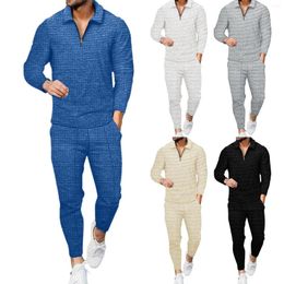 Survêtements pour hommes Polo Chemise à manches longues T-shirt à revers Été Printemps Costume Ajusté Top Pull Business Style Droit Pantalon Taille Moyenne