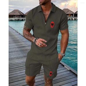 Survêtements pour hommes Polo Survêtement Shorts Ensembles pour homme Vêtements Albanie Drapeau Empreinte digitale Pantalon de sport Tee-shirt Basketball Mode 2 pièces