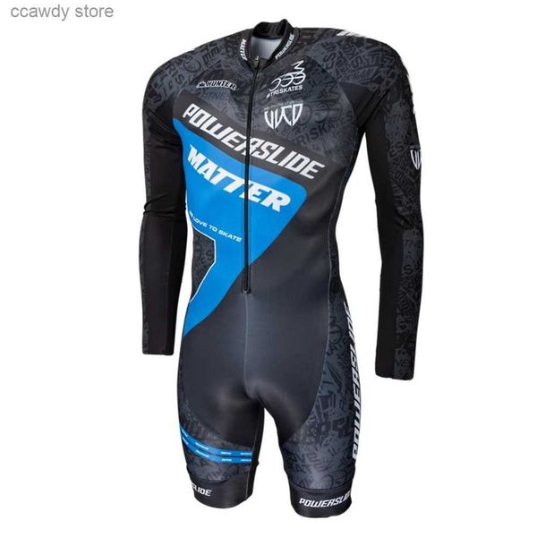 Survêtements pour hommes Powerslide Mens Long Cyclisme Triathlon Racing Costume Vitesse Inline Rolr Skate Skinsuit Fast Skats VTT Rolr Skating Combinaison Ensemble T231109