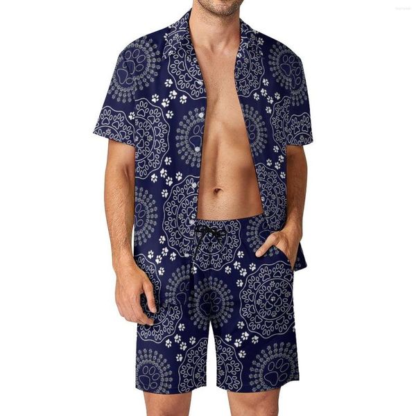 Survêtements pour hommes Imprimer Mandala Hommes Ensembles Art Abstrait Shorts Décontractés Beachwear Chemise Ensemble Nouveauté Motif Costume À Manches Courtes Surdimensionné