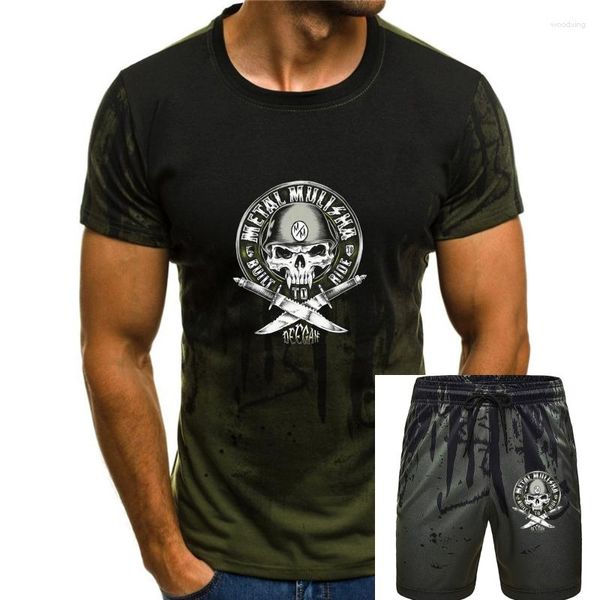 Survêtements pour hommes T-shirts imprimés Hommes T-shirt crâne militaire Chemise Ride T-shirt noir M O-Neck Sunlight