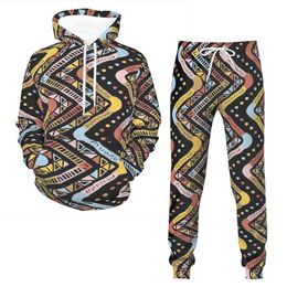 Tracksuits voor heren afgedrukt Afrikaanse cultuur Outfits HoodiessweatPants herfst Men vrouwen etnische tribale stijl trui casual mode -tracksui