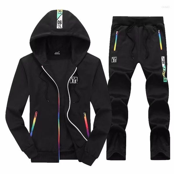 Survêtements pour hommes Impression Hoodie Set Zipper Sweat Casual Sport Sweatpants Plus Size Velvet Jacket