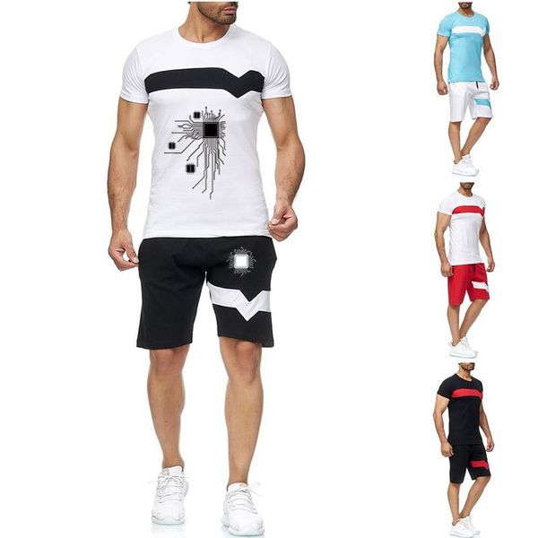 Survêtements pour hommes Processeur Schéma de circuit 2022 Hommes d'été imprimé à manches courtes Harajuku Hip Hop Haute Qualité Coton T-shirts CostumeMen's