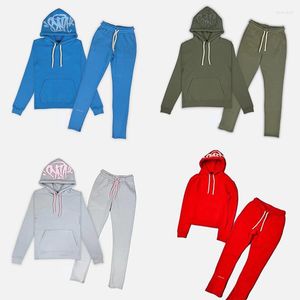 Survêtements pour hommes Pull Synaworld Hommes 2 pièces Ensemble Sweat-shirt 2023 Femmes Streetwear Hip Hop Lettres Sweat à capuche surdimensionné Pantalon de survêtement