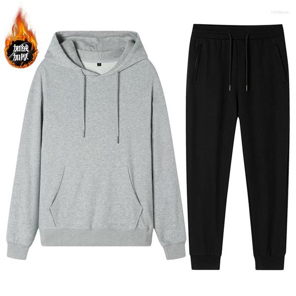 Survêtements pour hommes pur coton automne hiver et costume de sport de couleur unie pour femmes à capuche en molleton en vrac pantalons de survêtement