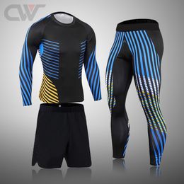 Trainingspakken voor heren Sneldrogend 3pcsSets Running Herenpak Rashguard Mannelijke Kit MMA Compressiekleding Heren T-shirt met lange mouwen Legging Trainingspak 230825