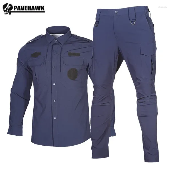 Trajes de hombres Traje de ropa de trabajo de secado rápido Hombres Combate militar Elástico Conjunto de entrenamiento táctico Multi bolsillo impermeable Hombre Personal de seguridad