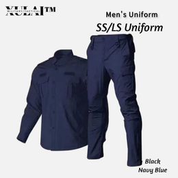 Tracksuits voor heren QuickDrying Strech Flexible Fabric Training Uniform Security Uniform Black Navy Blue Police Suit voor mannen Workwear Men Winter Z0224