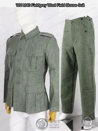 Survêtements pour hommes Reproduction Allemand WH M40 Fieldgrey Laine Feldbluse Field Blouse Tunique avec bretelles et pantalons