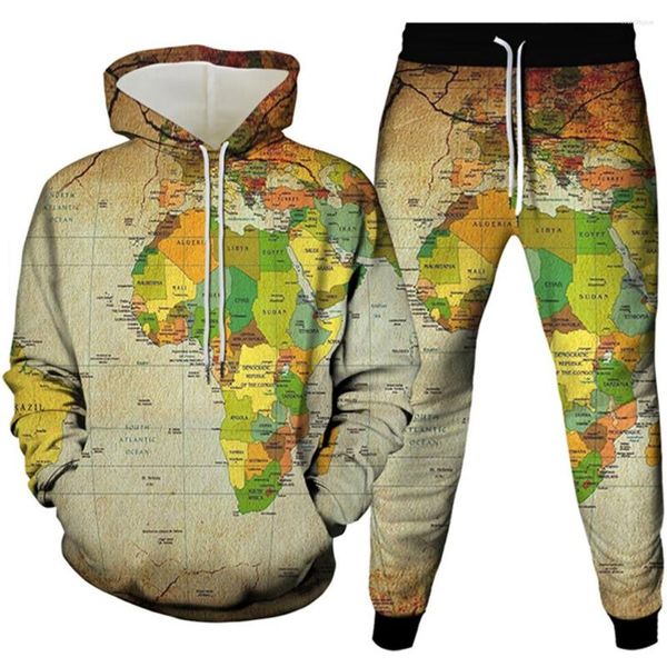 Survêtements pour hommes rétro africain européen asiatique océan imprimé hommes vêtements survêtements sweats à capuche pantalons de survêtement 2 pièces costume homme ensemble taille