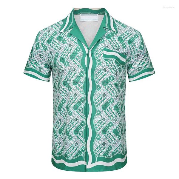 Parcours masculins Suisses de chemise à manches courtes rétro Green à manches courtes Hommes décontractés Shorts en V Lu-Neck Top Brand Design Pajamas Beach Wear