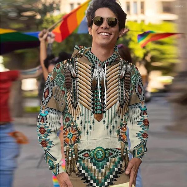 Survêtements pour hommes rétro Tribal Totem imprimé survêtement deux pièces pull mode automne/hiver décontracté plus sweat-shirt de rue