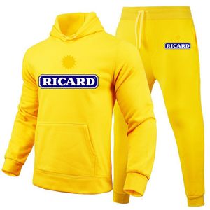 Chándales para hombres Ricard Sudadera para hombres Pantalones Conjunto de 2 piezas Ropa deportiva informal Sudaderas con capucha Ropa deportiva de otoño e invierno Traje 230215