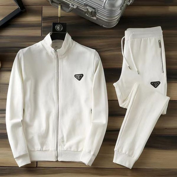 Socistas de canciones para hombres Logotipo clásico de algodón clásico Pure White and Black Sportswear Set 2023 Nuevo conjunto de dos piezas M-3xl Uniforme minimalista