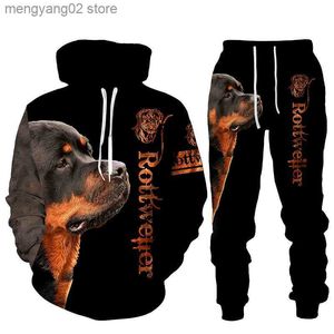 Survêtements pour hommes Rottweiler Dog 3d Sweat à capuche imprimé Costume Homme Automne Hiver Casual Sweashirts Pantalons de survêtement Hommes Survêtement Set Mode Vêtements pour hommes T230715