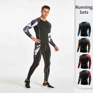 Survêtements pour hommes ensemble de course Gym Jogging sous-vêtement thermique Xxxl deuxième peau Compression Fitness mâle survêtement à séchage rapide