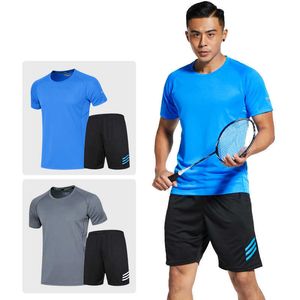 Heren Trainingspakken Hardloop T-shirt Sport GYM Tshirt Korte mouw Voetbal Basketbal Tennis Shirt Sneldrogend Fitness Sport Set Pakken Sportkleding J230601