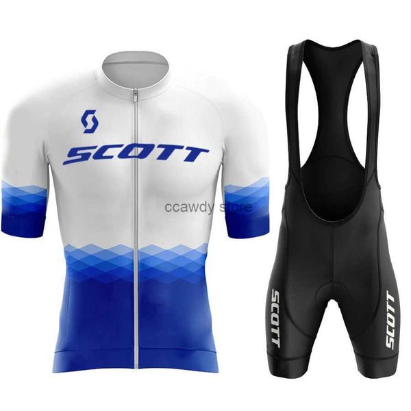 Trajes para hombres Scott Team 2024 Ciclismo Jersey Set Maillot Ropa de ciclismo Traje de bicicleta de carretera Mountain Bicyc Shirt Bib Shorts MTB RopaH24123