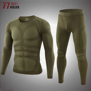 Survêtements pour hommes Combinaison de sous-vêtements thermiques tactiques serrés sans couture Sports de plein air pour hommes Ventilation Formation Vélo Sous-vêtement en laine thermique Z0224