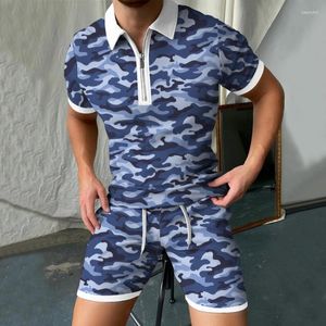 Survêtements pour hommes -Vente Modèle Summer Polo Shirt Costume 3D Impression Haut de gamme Casual Sportswear Shorts à manches courtes Ensemble deux pièces S-3x