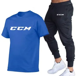 Tracksuits voor heren -Sling Summer Cotton T -shirt broek Set Casual Sports Fitness Jogger T Shirts Hip Hop Fash Multolored Men'TrackSuit