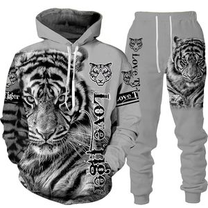 Survêtements pour hommes SENBAO Animal 3D Tiger Pantalon à capuche imprimé Costume Cool Hommes / Femmes 2 PCS Sportwear Survêtement Ensemble Automne et hiver Vêtements pour hommes 221202